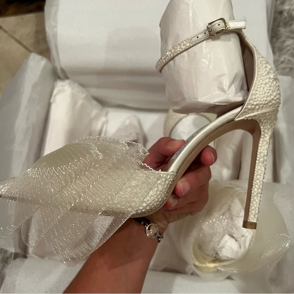 JIMMY CHOO Averly 100 bow-trimmed pumps bridal heels wedding - Picture 5 of 12